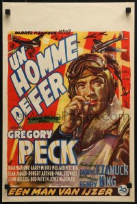 6p270 TWELVE O'CLOCK HIGH Belgian 1950 Jiel art of smoking World War II pilot Gregory Peck!