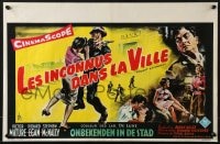 6p272 VIOLENT SATURDAY Belgian 1955 art of girl pistol-whipped, Victor Mature, Richard Fleischer