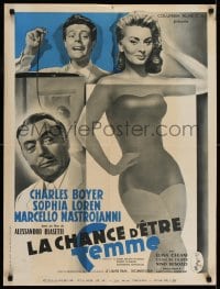 6p404 WHAT A WOMAN French 24x32 1956 Blasetti's La Fortuna di essere donna, Loren, Mastroianni!