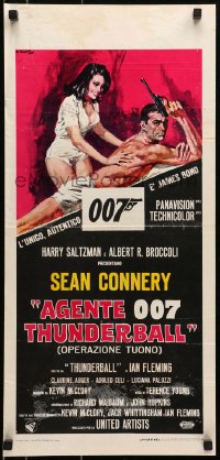 6p547 THUNDERBALL Italian locandina R1970s art of Sean Connery as secret agent James Bond 007!