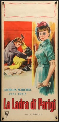 6p551 UNEXPECTED VOYAGER Italian locandina 1952 art of sexy Dany Robin + Georges Marchal Longi!