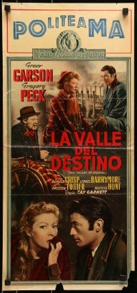 6p552 VALLEY OF DECISION Italian locandina R1952 pretty Greer Garson romanced by Gregory Peck!