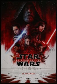 6p360 LAST JEDI int'l French language advance DS 1sh 2017 Star Wars, Hamill, Ridley, cast montage!