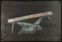 6p995 WHEREVER YOU ARE Polish 26x39 1988 art of flying bird tied to wood by Stasys Eidrigevicius!