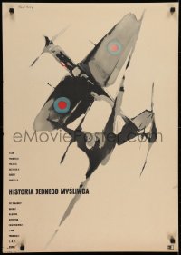 6p839 HISTORIA JEDNEGO MYSLIWCA Polish 23x33 1958 Waldemar Swierzy art of airplane dogfight!