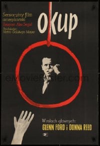 6p874 RANSOM Polish 23x34 1961 Glenn Ford & Donna Reed, Leslie Nielsen, Marian Stachurski!