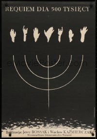 6p877 REQUIEM FOR THE 500 THOUSAND Polish 23x33 1963 Holdanowicz menorah artwork, Warsaw ghetto!