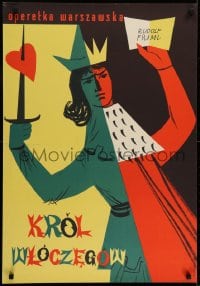 6p890 VAGABOND KING Polish 23x33 1959 cool playing card artwork by Srokowski!