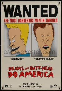 6r089 BEAVIS & BUTT-HEAD DO AMERICA teaser 1sh 1996 Mike Judge, most dangerous men in America!