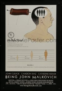 6r092 BEING JOHN MALKOVICH DS 1sh 1999 Spike Jonze directed, John Cusack, Diaz, the ripe vessel!