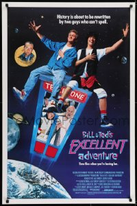 6r102 BILL & TED'S EXCELLENT ADVENTURE 1sh 1989 Keanu Reeves, Socrates, Napoleon & Lincoln in booth