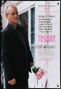 6r144 BROKEN FLOWERS DS 1sh 2005 Jim Jarmusch, Bill Murray, Jeffrey Wright, standing with bouquet!