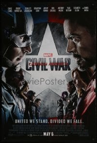 6r161 CAPTAIN AMERICA: CIVIL WAR advance DS 1sh 2016 Marvel Comics, Chris Evans, Robert Downey Jr.!