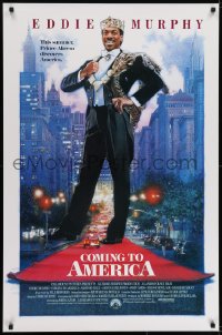 6r194 COMING TO AMERICA int'l 1sh 1988 great artwork of African Prince Eddie Murphy by Drew!