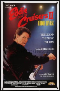 6r272 EDDIE & THE CRUISERS 2 1sh 1989 cool rock & roll image of Michael Pare with guitar!