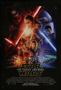 6r319 FORCE AWAKENS int'l advance DS 1sh 2015 Star Wars: Episode VII, Ford, Fisher, cool montage!