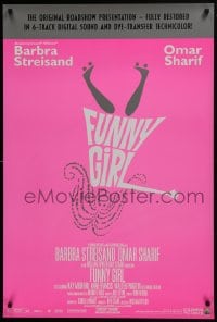 6r331 FUNNY GIRL 1sh R1996 Barbra Streisand, Omar Sharif, Wyler, bright pink, Tal Stubis art!