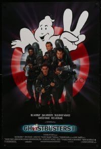 6r339 GHOSTBUSTERS 2 1sh 1989 Bill Murray, Dan Aykroyd, Harold Ramis, Ernie Hudson, ghost logo!