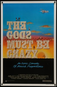 6r354 GODS MUST BE CRAZY 1sh R1984 wacky Jamie Uys comedy about native African tribe, Waite art!