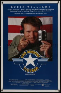 6r358 GOOD MORNING VIETNAM 1sh 1987 military radio DJ Robin Williams, directed by Barry Levinson!