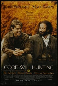 6r359 GOOD WILL HUNTING DS 1sh 1997 great image of student Matt Damon & teacher Robin Williams!