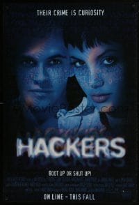 6r378 HACKERS advance 1sh 1995 Jonny Lee Miller, young sexy Angelina Jolie, sci-fi!