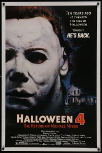 6r380 HALLOWEEN 4 1sh 1988 Ten years ago he changed Halloween. tonight Michael Myers is back!