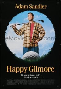 6r384 HAPPY GILMORE 1sh 1996 image of Adam Sandler, he doesn't play, he destroys golf!