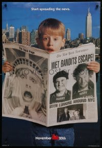 6r412 HOME ALONE 2 style B teaser DS 1sh 1992 Macaulay Culkin, Joe Pesci, Stern, Lost in New York!