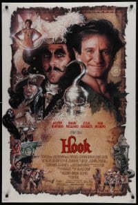 6r415 HOOK DS 1sh 1991 artwork of pirate Dustin Hoffman & Robin Williams by Drew Struzan!