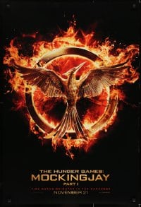 6r423 HUNGER GAMES: MOCKINGJAY - PART 1 teaser DS 1sh 2014 logo, fire burns brighter in the darkness