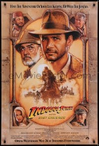 6r442 INDIANA JONES & THE LAST CRUSADE advance 1sh 1989 Ford/Connery over a brown background by Drew