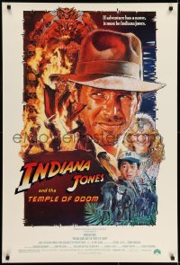 6r443 INDIANA JONES & THE TEMPLE OF DOOM 1sh 1984 adventure is Ford's name, Drew Struzan art!