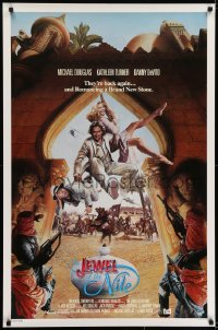 6r464 JEWEL OF THE NILE int'l 1sh 1985 great art of Michael Douglas, Kathleen Turner & Danny DeVito!