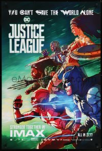 6r477 JUSTICE LEAGUE IMAX teaser 1sh 2017 comic art of Batman, Wonder Woman, The Flash, rare!