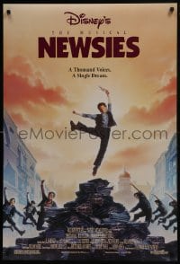 6r643 NEWSIES DS 1sh 1992 Disney newsboy Christian Bale, great art by John Alvin!