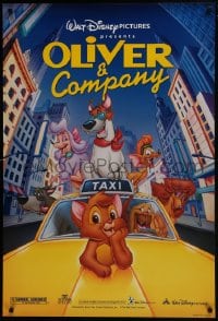 6r654 OLIVER & COMPANY DS 1sh R1996 Disney cartoon cats & dogs in New York City!