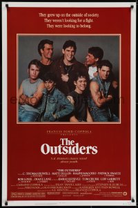 6r662 OUTSIDERS 1sh 1982 Coppola, S.E. Hinton, Howell, Dillon, Macchio, photo of top cast!