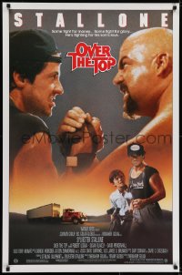 6r663 OVER THE TOP 1sh 1987 trucker Sylvester Stallone armwrestling giant guy & with son!