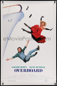 6r664 OVERBOARD 1sh 1987 Gary Marshall, image of Goldie Hawn & Kurt Russell falling off ship!