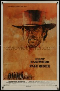 6r668 PALE RIDER 1sh 1985 great close-up artwork of cowboy Clint Eastwood by C. Michael Dudash!