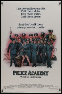 6r692 POLICE ACADEMY 1sh 1984 Steve Guttenberg, Kim Cattrall, Drew Struzan police artwork!