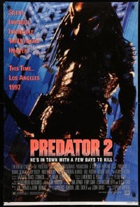 6r700 PREDATOR 2 1sh 1990 great full-length image of alien hunter in L.A.!