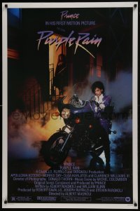 6r711 PURPLE RAIN 1sh 1984 great image of Prince riding motorcycle, in his first motion picture!