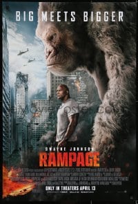 6r723 RAMPAGE advance DS 1sh 2018 Dwayne Johnson with ape, big meets bigger, based on the video game!