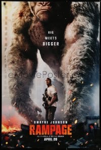 6r724 RAMPAGE teaser DS 1sh 2018 Dwayne Johnson with ape, big meets bigger, based on the video game!