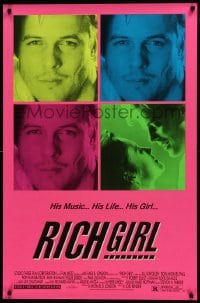 6r749 RICH GIRL 1sh 1991 Jill Schoelen, Don Michael Paul, his music, life & girl!