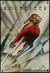 6r754 ROCKETEER DS 1sh 1991 Walt Disney, vintage deco-style John Mattos art of him soaring into sky!