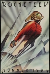 6r755 ROCKETEER teaser DS 1sh 1991 Walt Disney, deco-style John Mattos art of him soaring into sky!