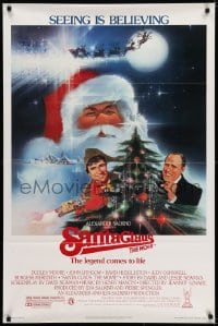 6r773 SANTA CLAUS THE MOVIE 1sh 1985 Bob Peak art of Santa & his reindeer sleigh, Moore, Lithgow!